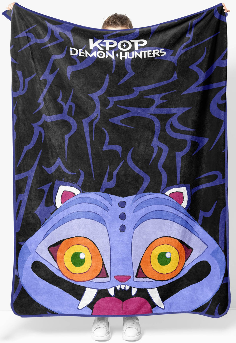 Jay Franco Derpy Demon Hunters throw blanket front design for cozy fan-focused decor.