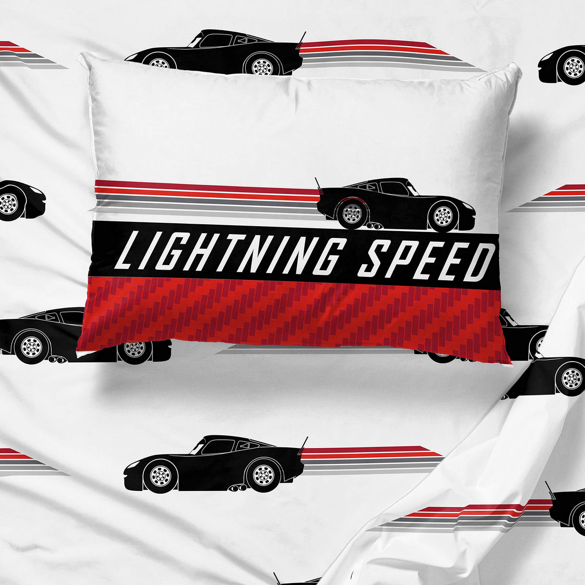 Lightning McQueen pillowcase from Jay Franco Cars set for coordinated styling