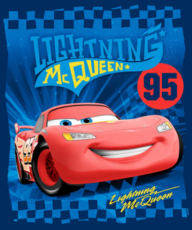 Jay Franco Disney Pixar Cars blanket closeup shows soft microfiber fabric for light warmth