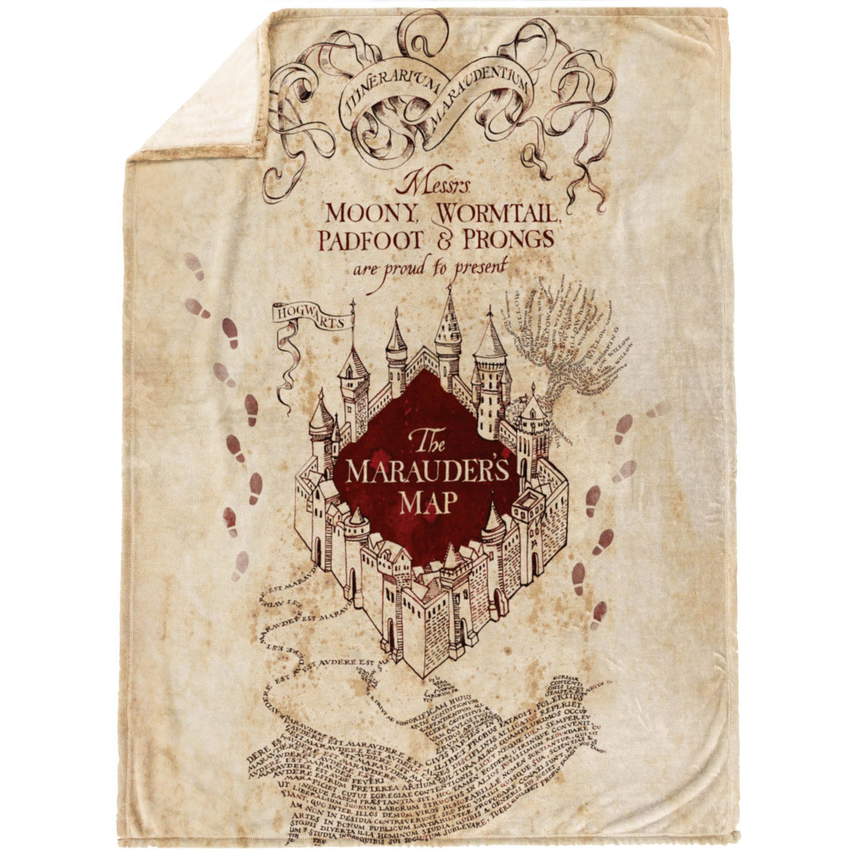 Jay Franco Marauders Map fleece closeup shows soft texture ideal for lounging