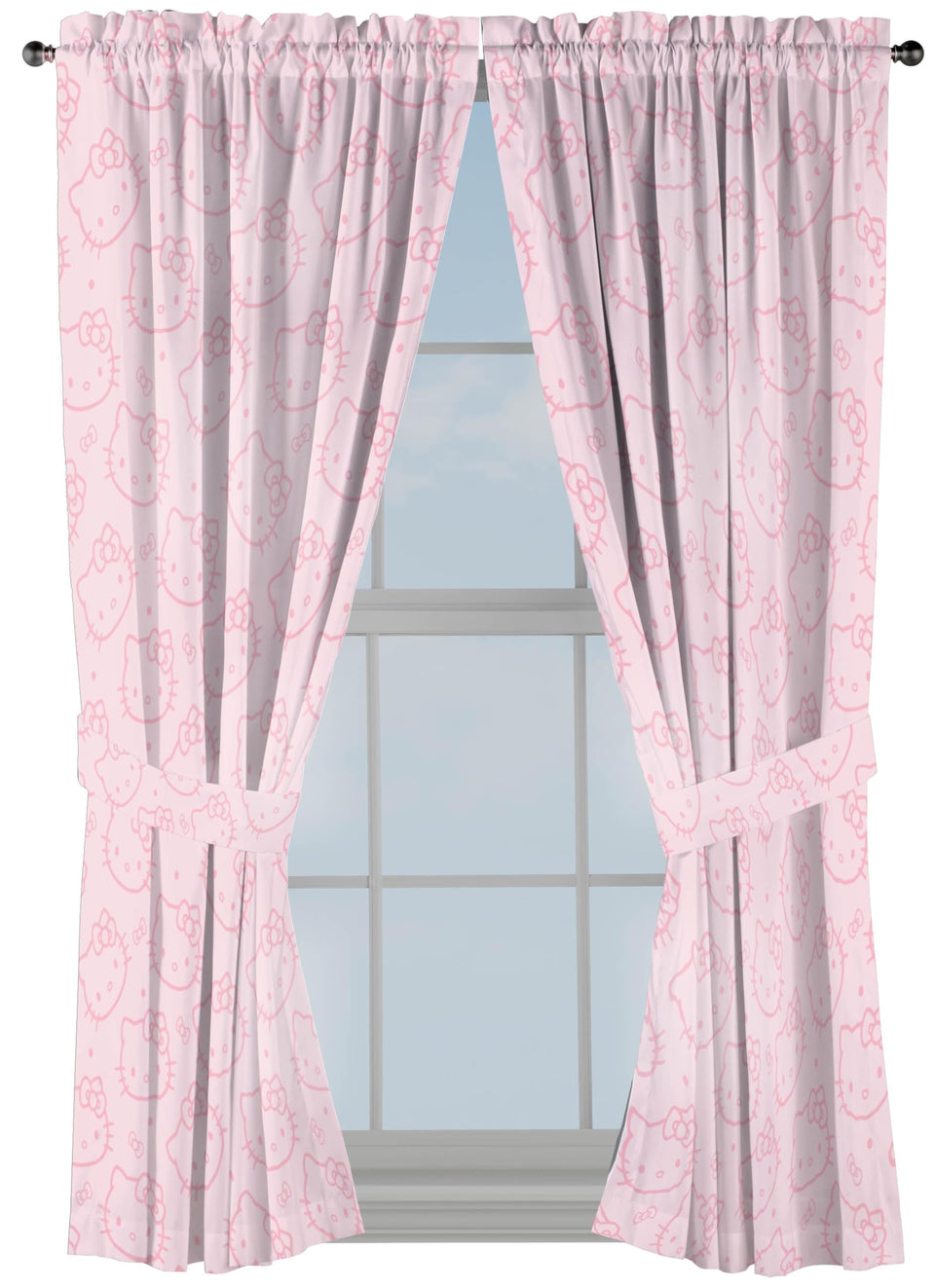 Jay Franco Hello Kitty curtains close-up showing soft microfiber texture