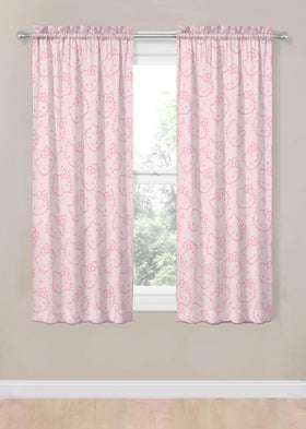 Jay Franco Hello Kitty pink curtains full panel view in a girl’s room
