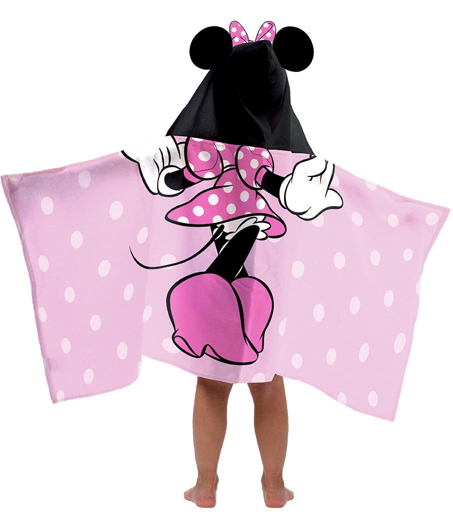 Jay Franco Minnie Mouse 3D hooded towel for kids after bath and pool fun