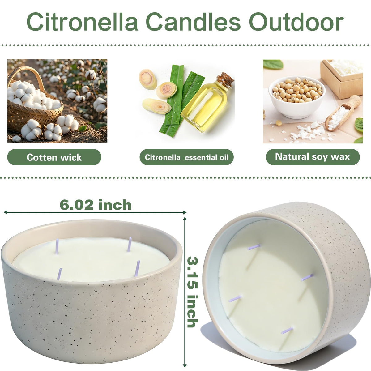 Jayhanvoe outdoor candle with 4-wick design fills deck spaces evenly