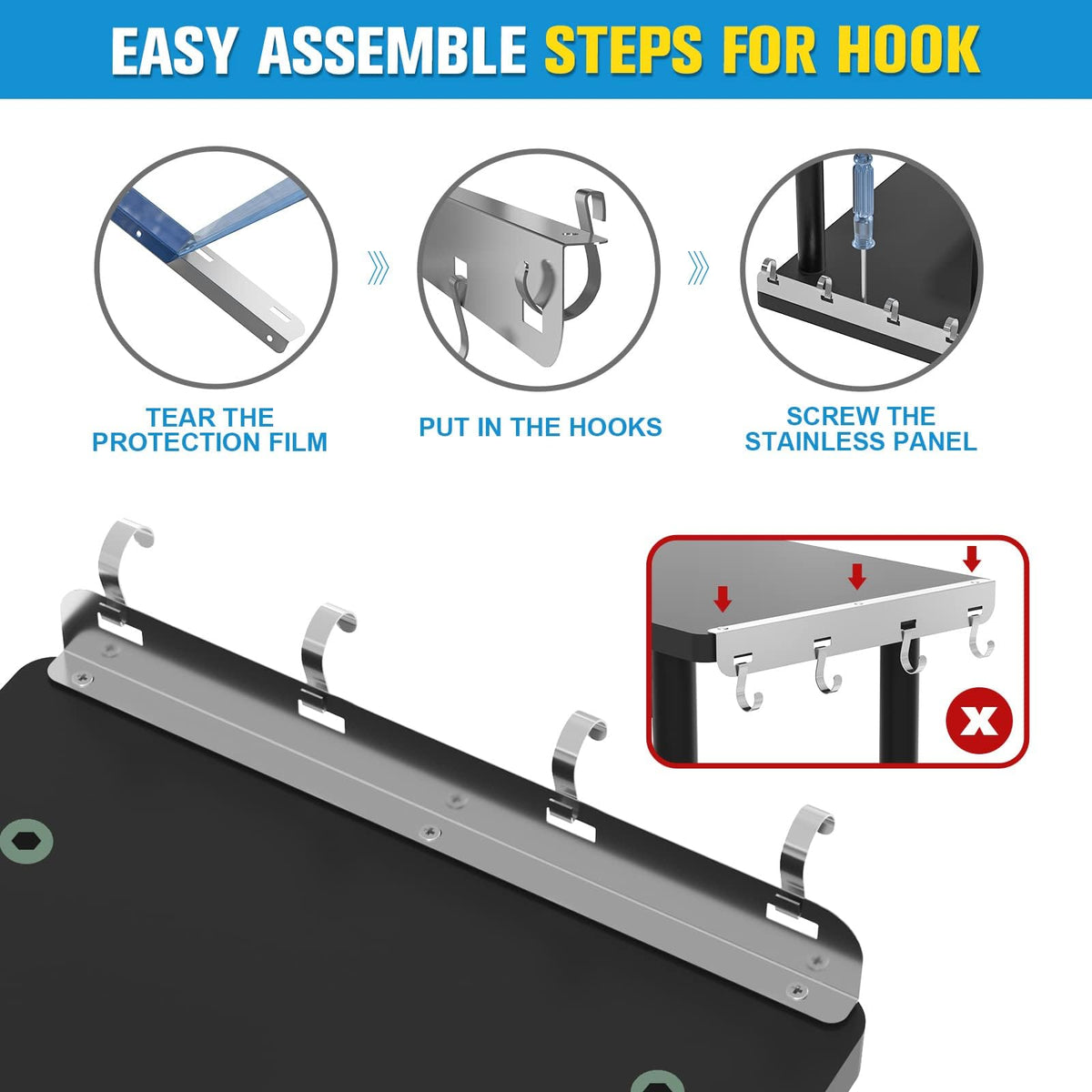 JayRex small space saver shelf features anti-slip feet for stability.