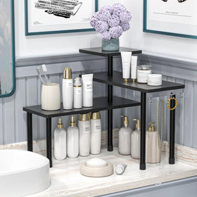JayRex vanity organizer multi-level keeps bottles visible and within reach.