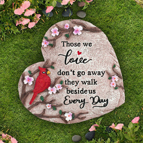 Jazcimdo memorial heart stone with cardinal design for garden remembrance