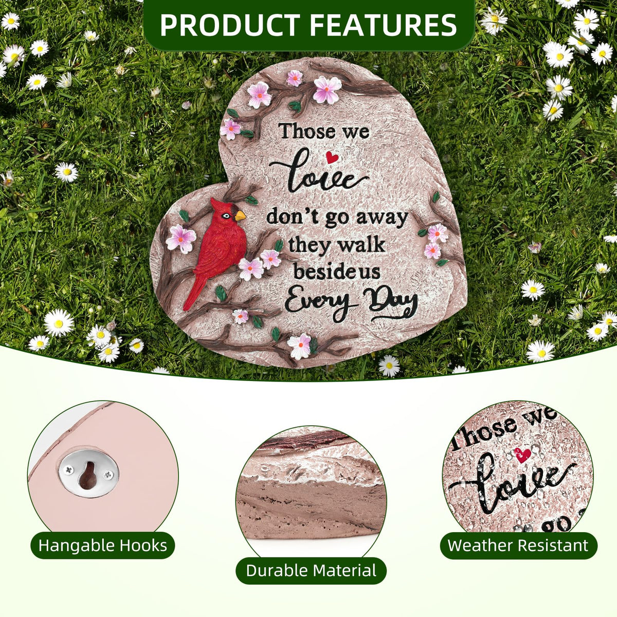 Jazcimdo sympathy garden stone suitable for outdoor spaces and indoor display