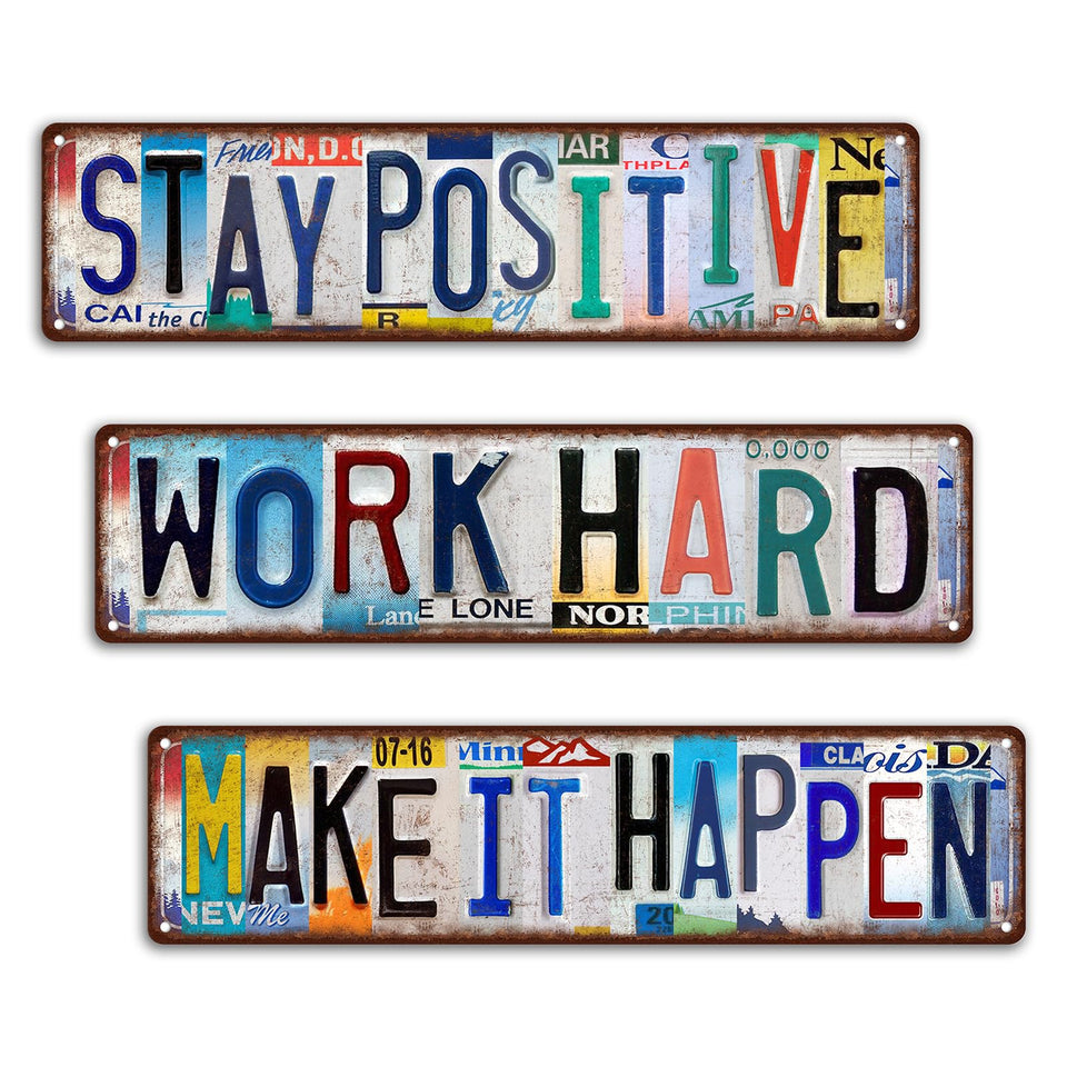 JBYMsign vintage street sign Stay Positive boosts motivation in any space.