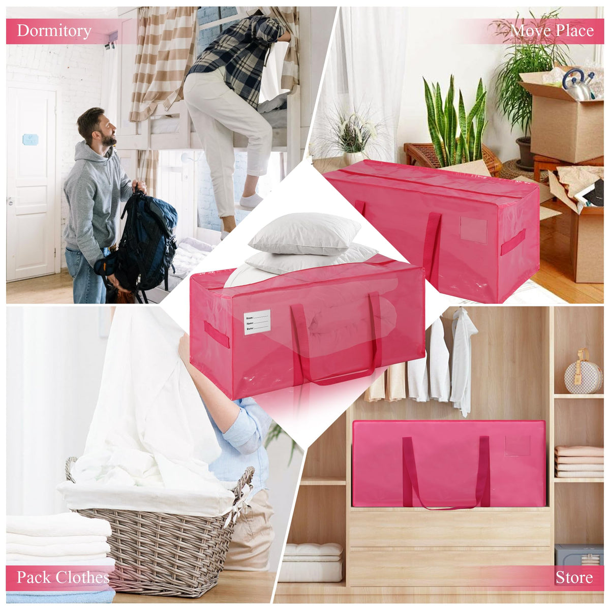 JCBZAMZ pink bags ideal for closets, garages and attics.