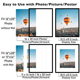 JCJMY 11x14 mat frame inside the 16x20 frame, easy photo swaps