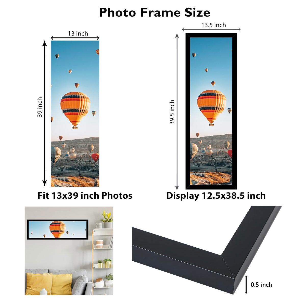 JCJMY 13x39 frame showcasing photos with a neat, secure presentation