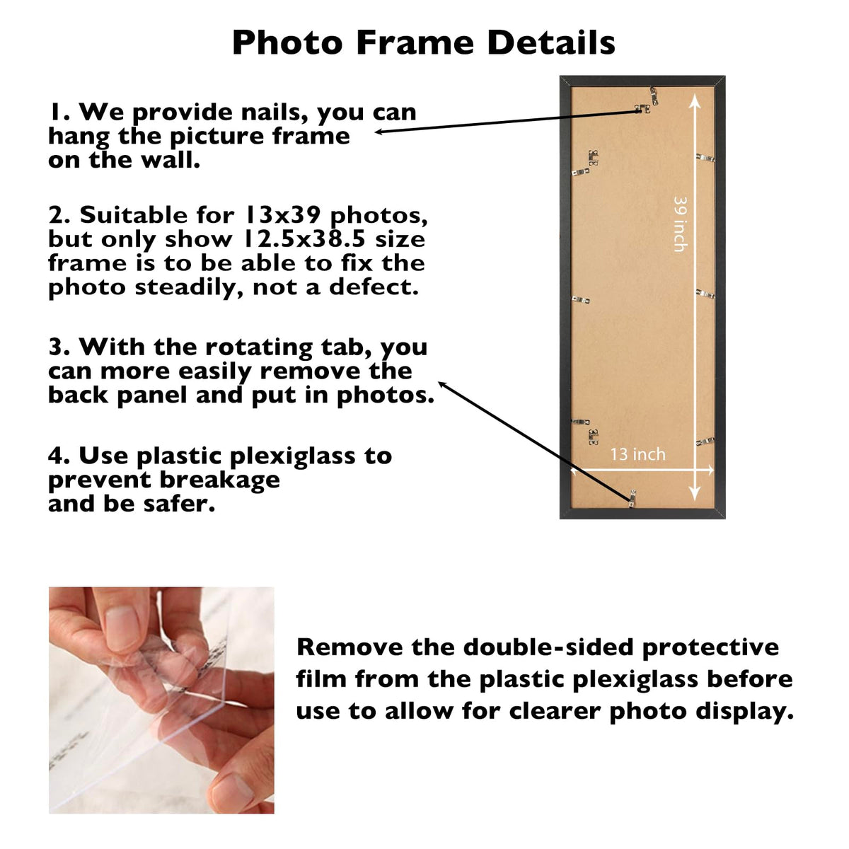 JCJMY frame with plexiglass protects displays and reduces risk of breakage