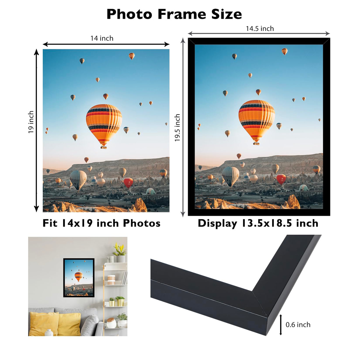 JCJMY 14x19 black frame horizontal hanging for wide poster presentation.