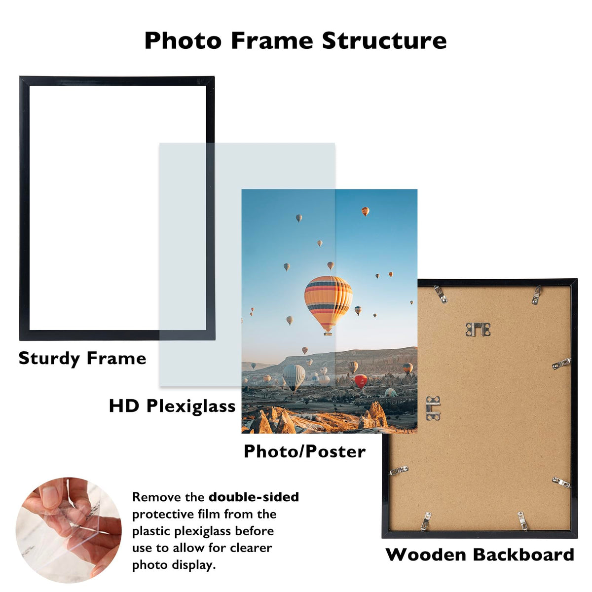 JCJMY 15x19 black frame side view for versatile orientation