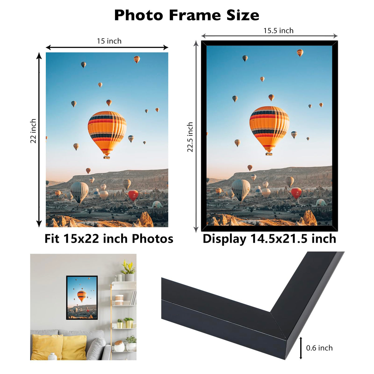 JCJMY 15x22 frame wall-hanging horizontal supports a wide photo wall.