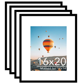 JCJMY 16x20 black frame with mat, front view for gallery-style wall displays