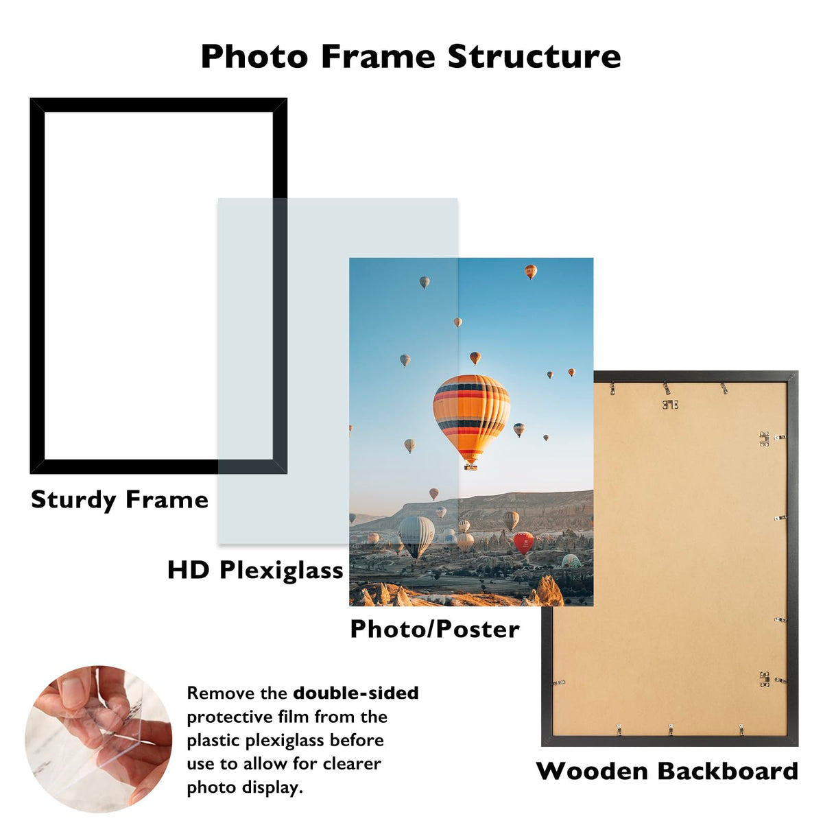 JCJMY 22.375x34 back panel design eases photo swapping and updates.