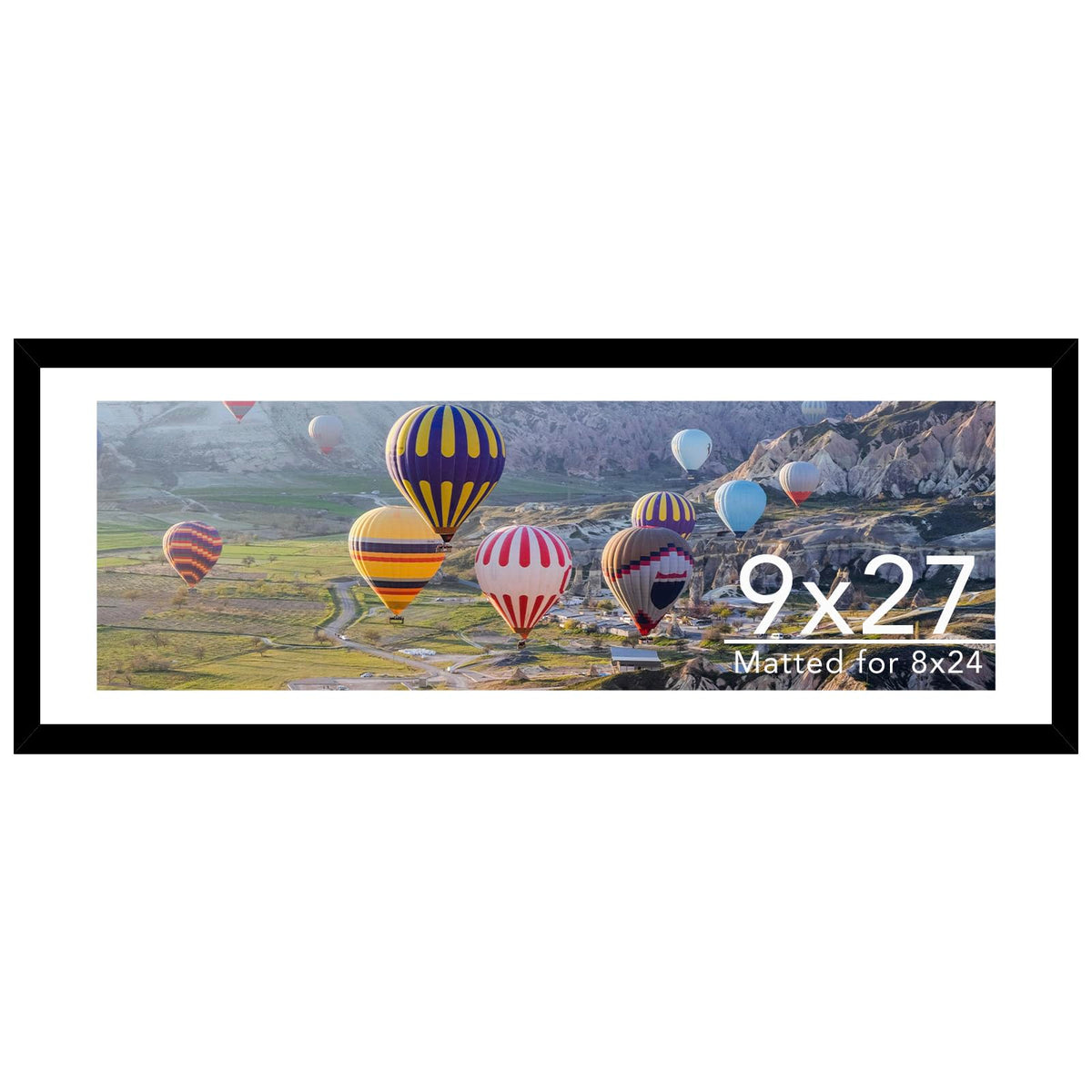 JCJMY 9x27 frame with mat showcases 8x24 photos securely for home display.
