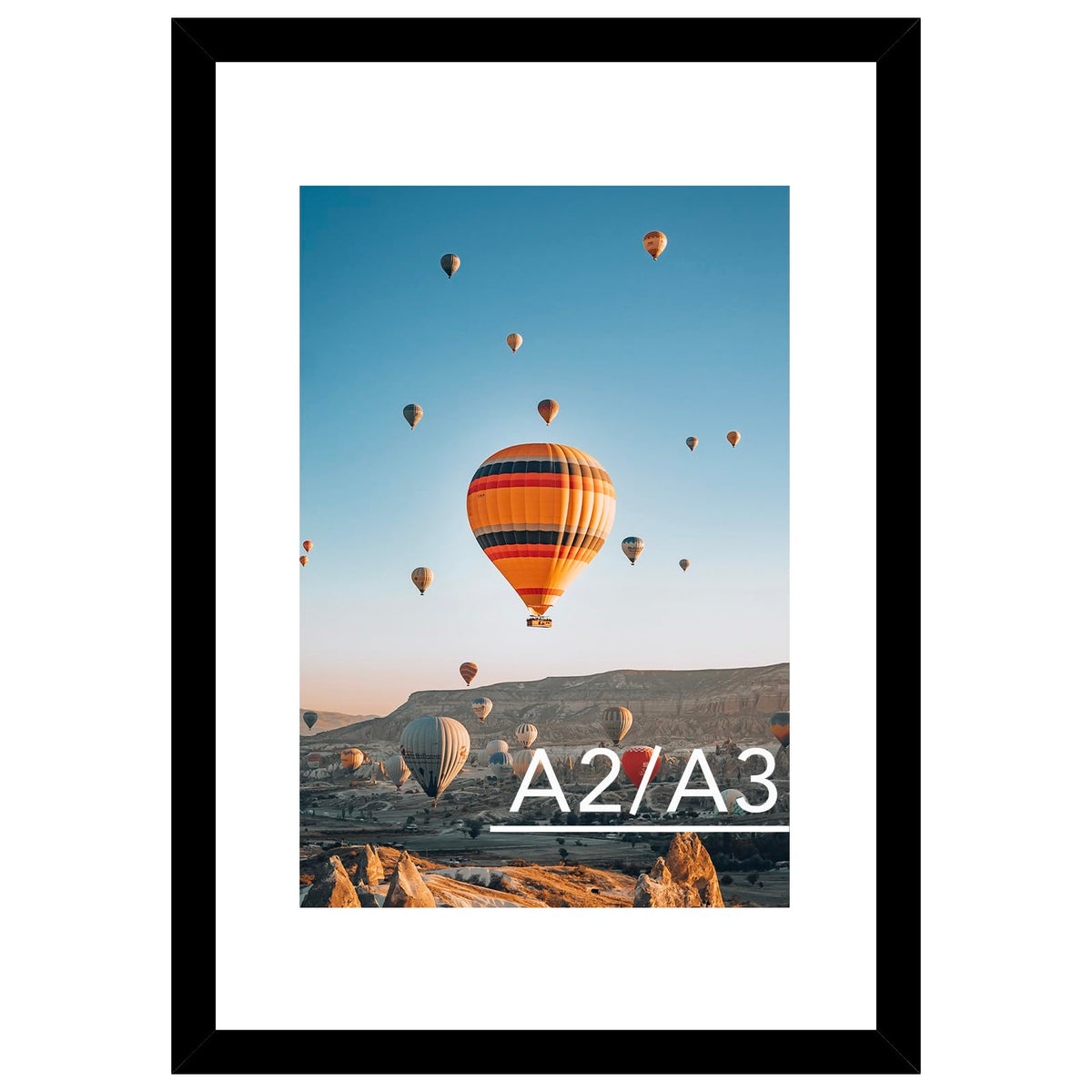 JCJMY A2 black frame front view with plexiglass for safe, clear photo display