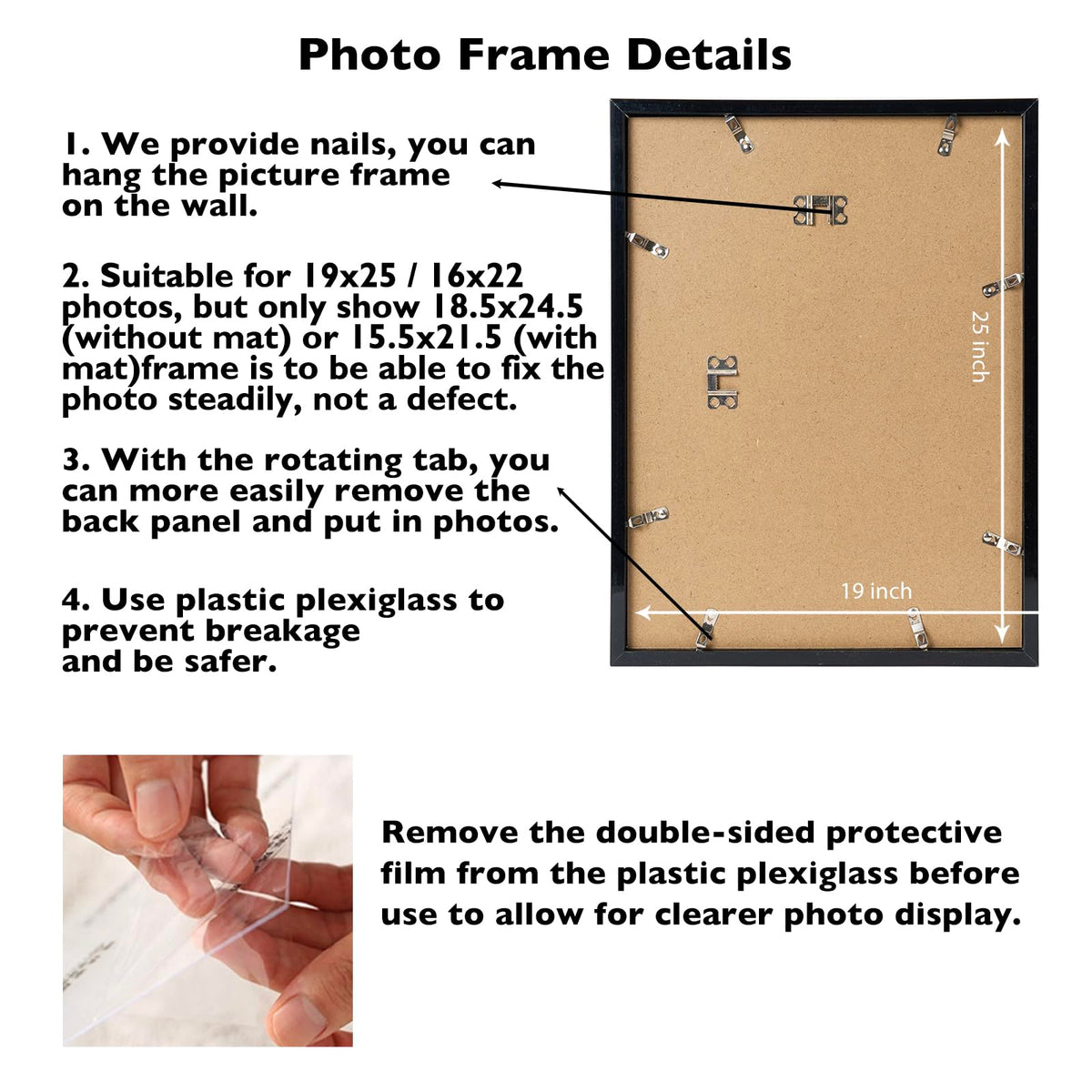 JCJMY back panel with hanging hooks enables vertical or horizontal wall mounting.