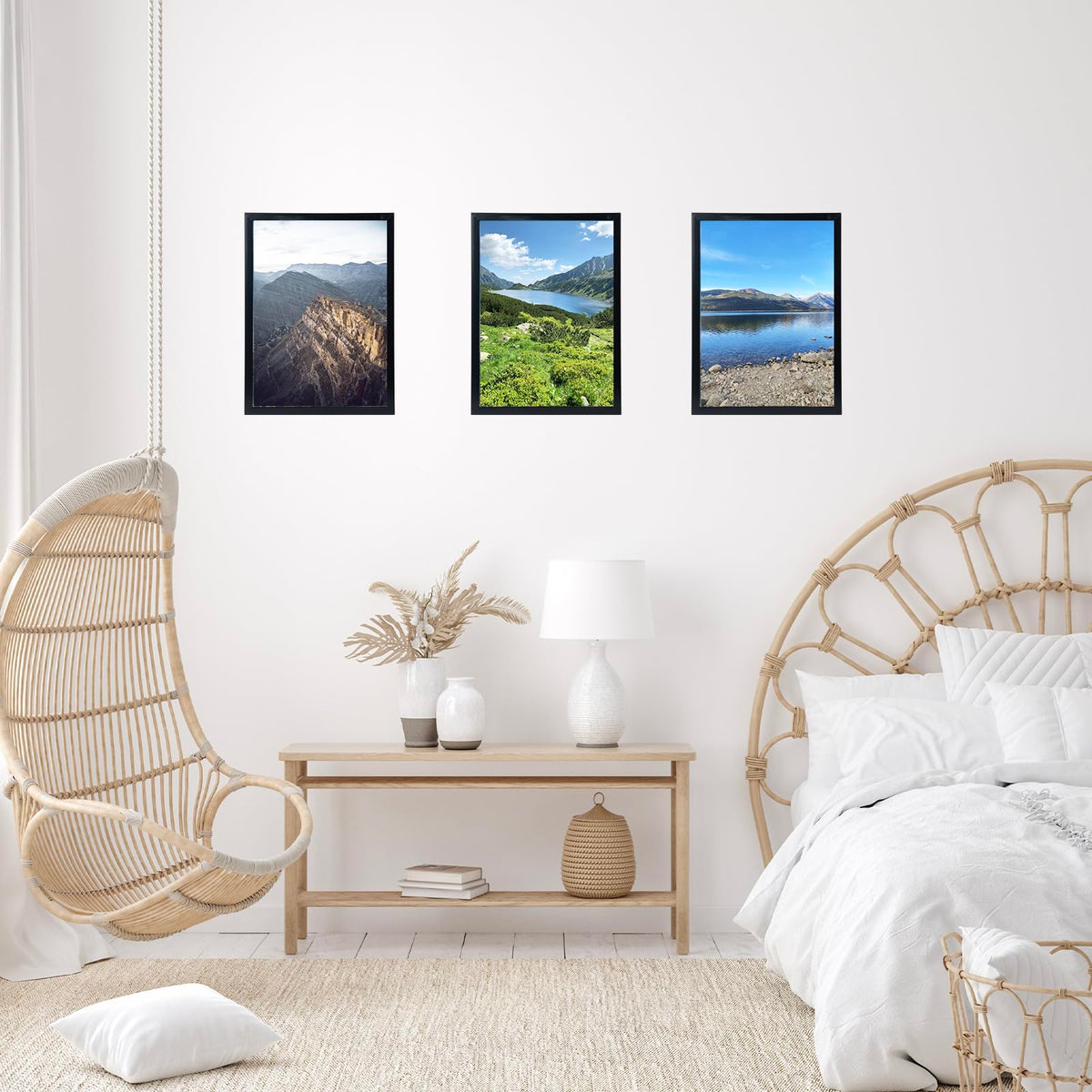 JCJMY frame on wall adds stylish living room decor ideas.