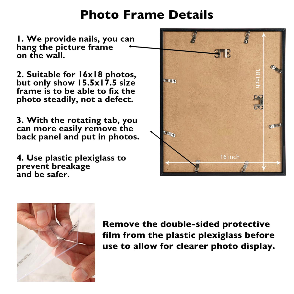JCJMY 16x18 frame in horizontal wall display for versatile decor.