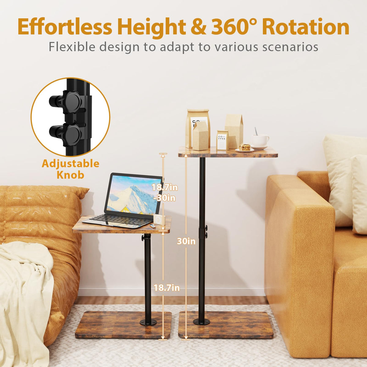 JCMCDO multipurpose end table supports lamps, books, and laptops