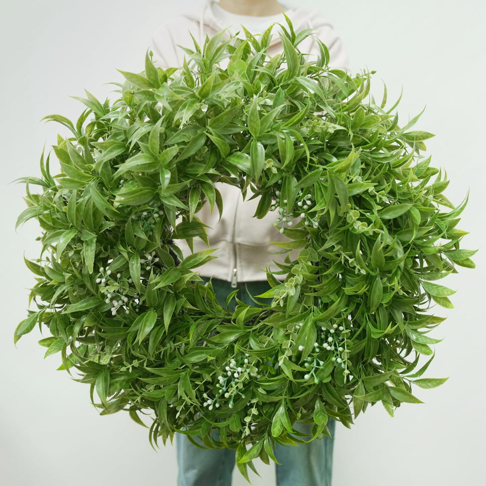 JDKPK 26-inch boxwoods wreath on front door adds year-round curb appeal