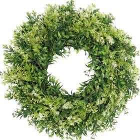 JDKPK 28-inch eucalyptus wreath on front door adds natural charm and curb appeal.
