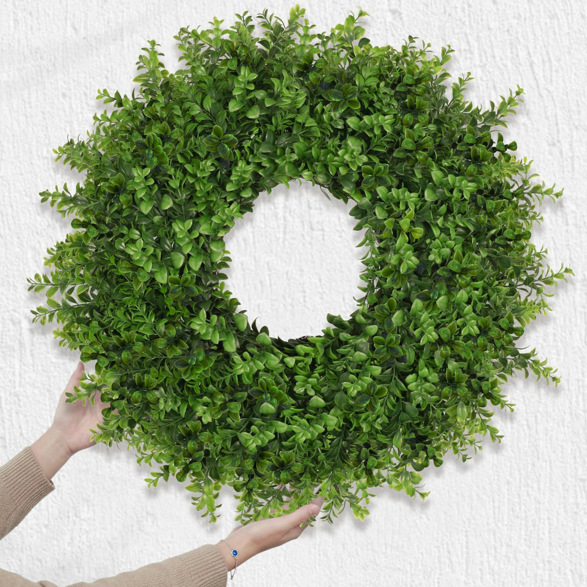 JDKPK 26-inch boxwoods wreath dimensions from 24 to 26 inches when unfolded