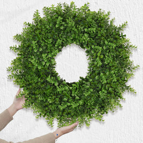 JDKPK 26-inch boxwoods wreath dimensions from 24 to 26 inches when unfolded