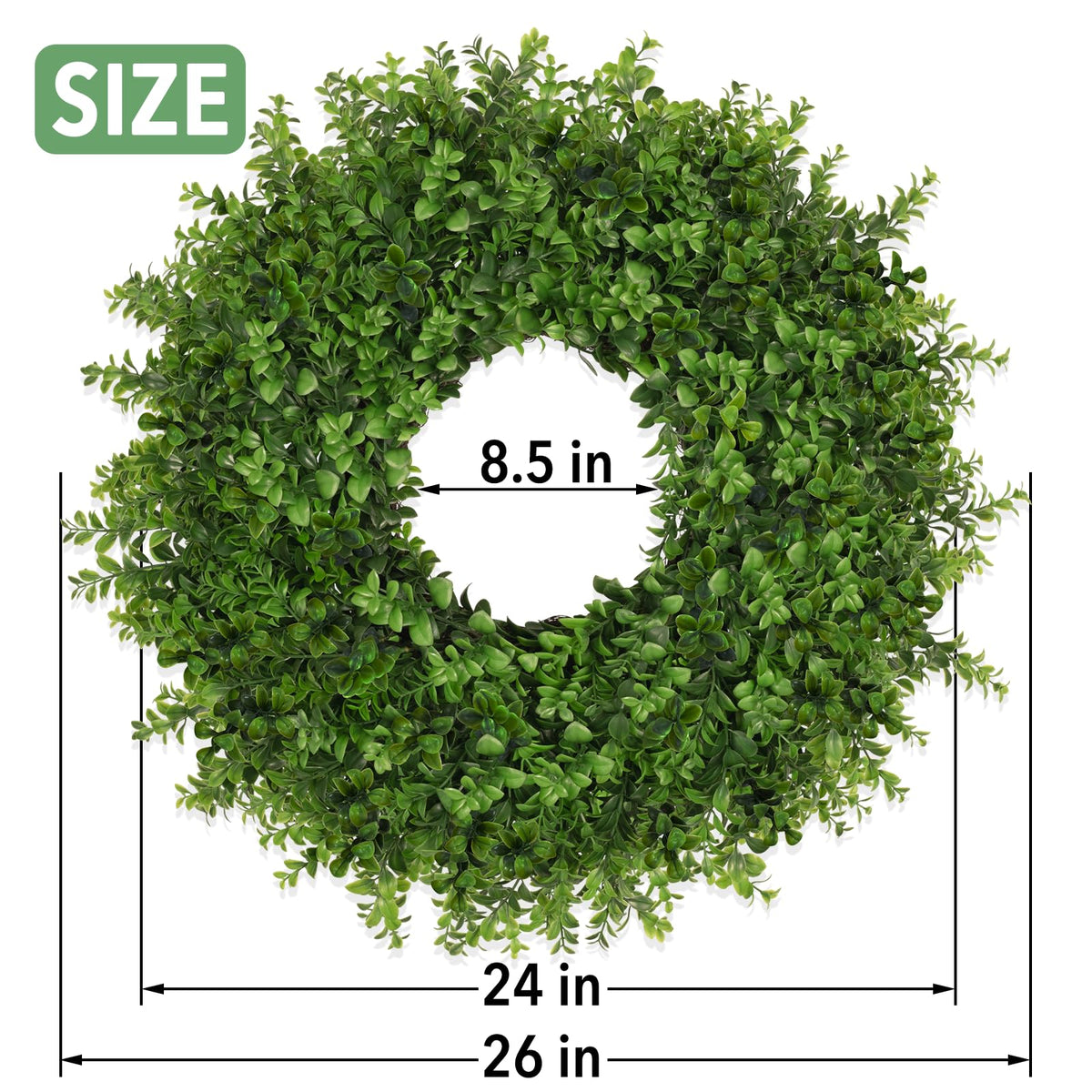 JDKPK boxwoods wreath as a farmhouse decor accent for living spaces