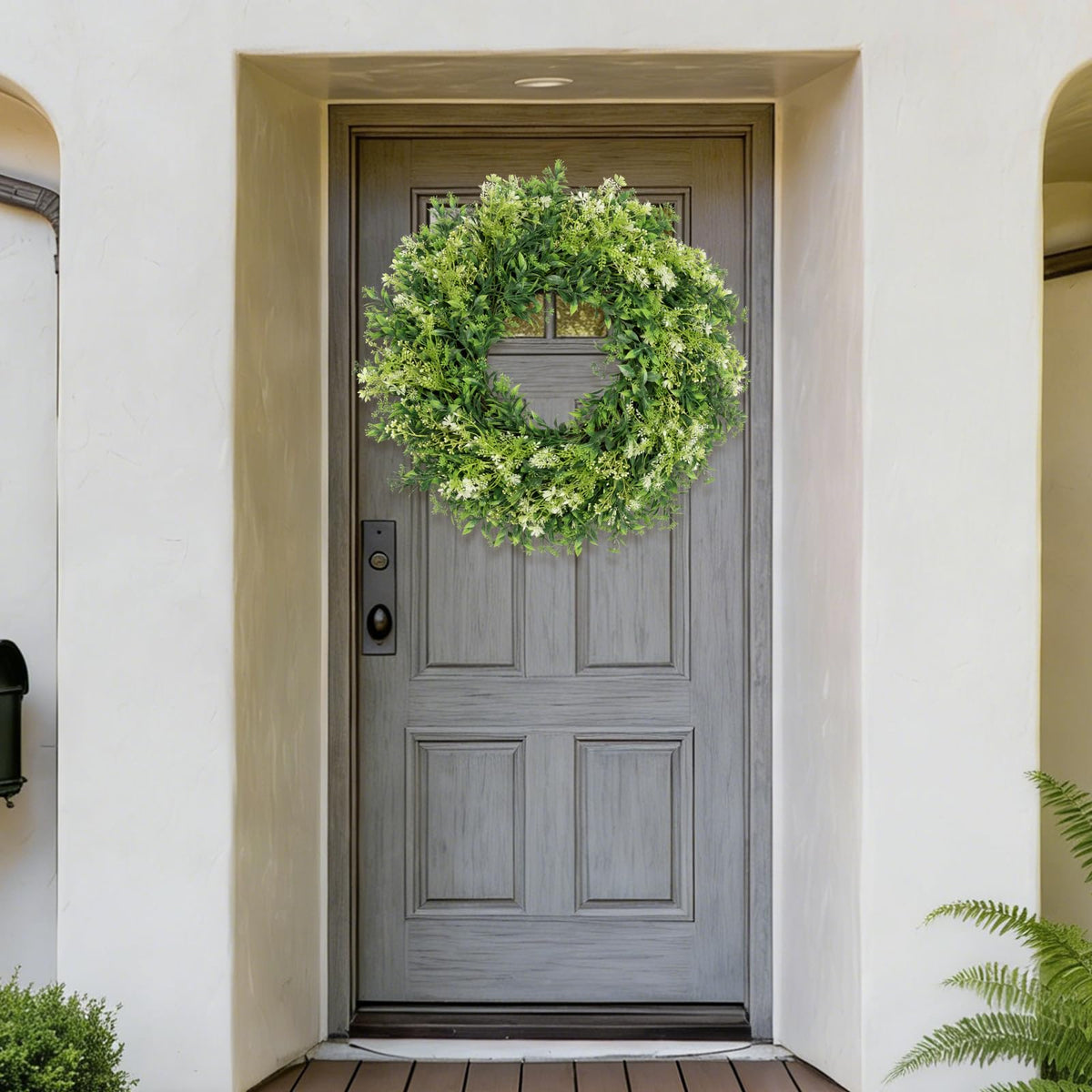 JDKPK all-seasons wreath enhances porches, windows, and walls with evergreen feel.