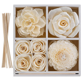 Jear pean flower diffuser with sola wood flowers adds subtle room fragrance.