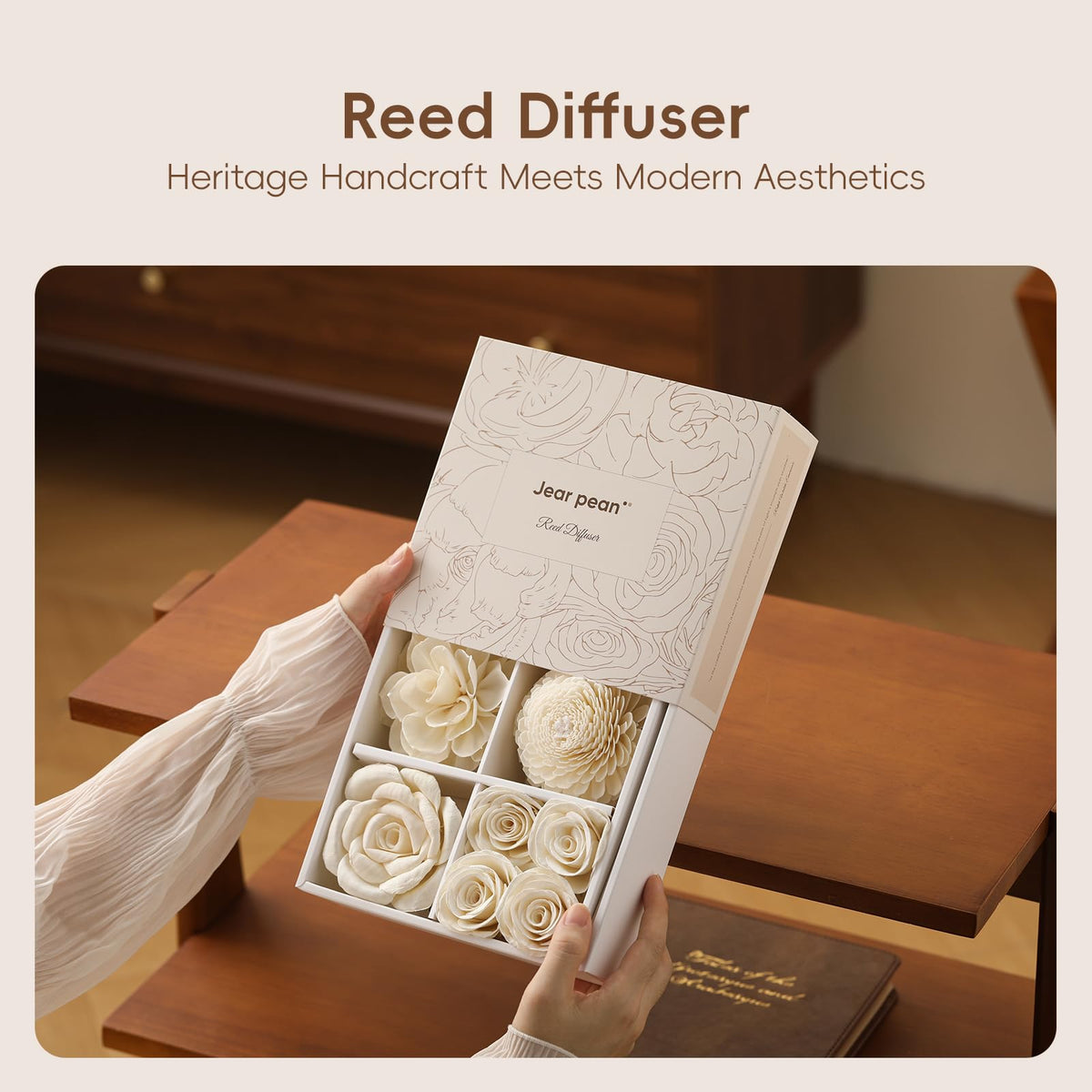 Jear pean chrysanthemum accent adds decorative fragrance to wardrobes.
