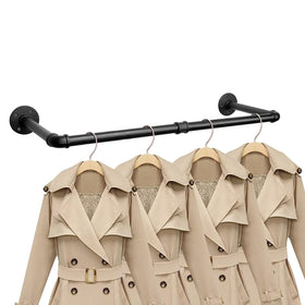 Jeasor industrial iron pipe clothes bar wall-mount space-saving storage.