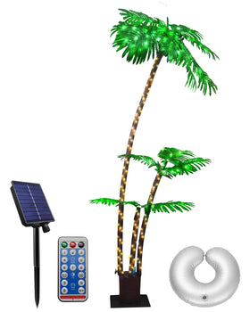 JEAYYDSI solar palm tree 6ft assembly creates a welcoming outdoor focal point.