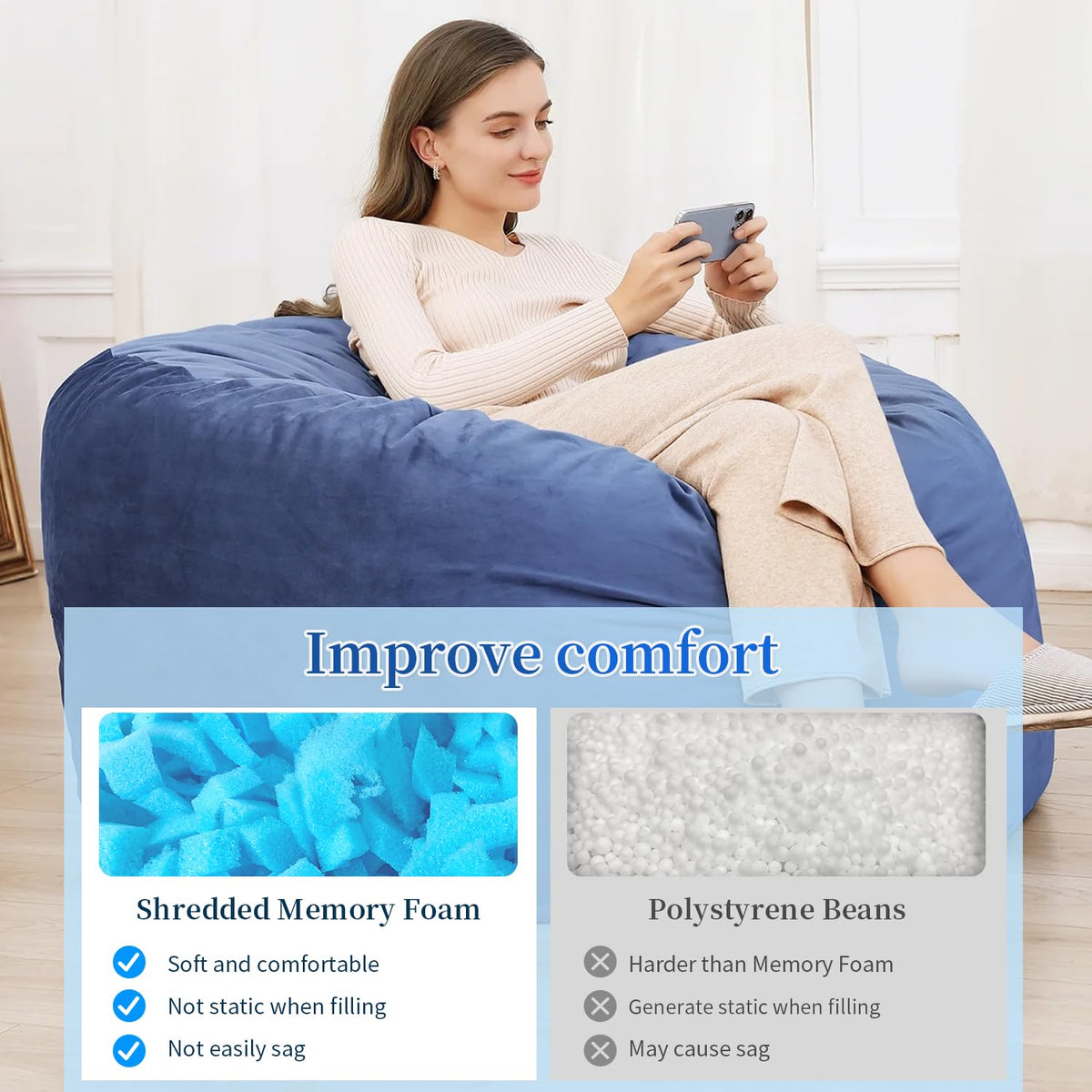 Jecqbor cushion and pillow-fill used for soft, lasting comfort