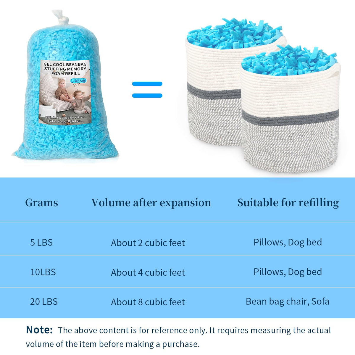 Jecqbor memory foam for cushions and stuffed animals enables easy refills.