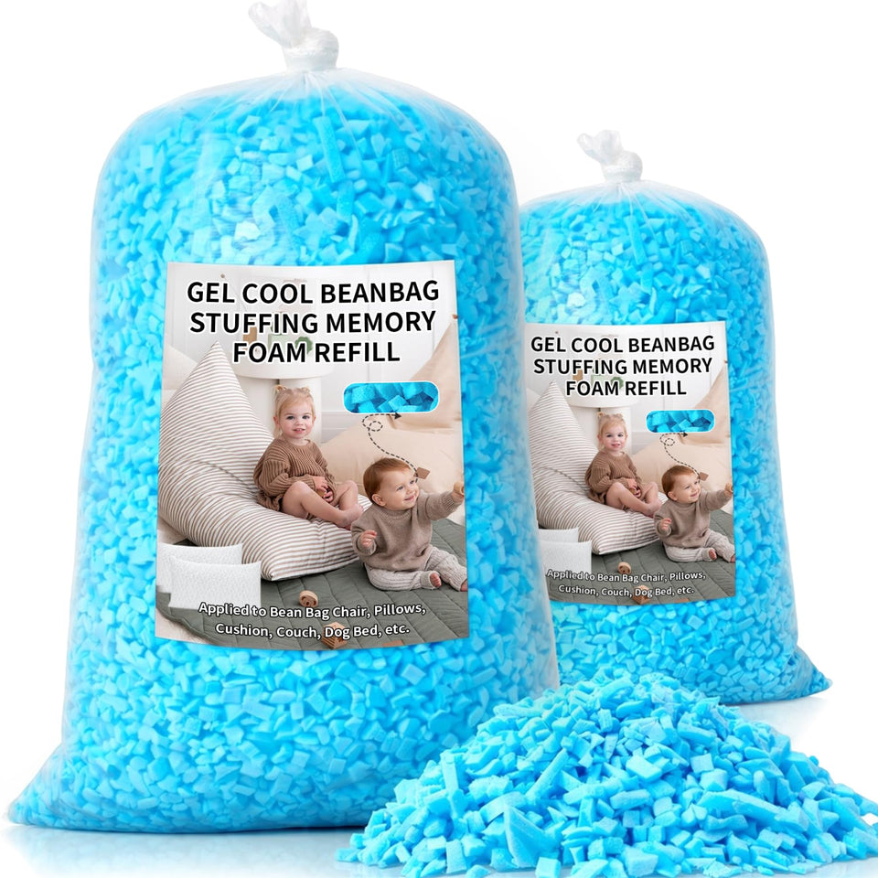 Jecqbor memory foam filler unboxed, ready to fill cushions or bean bags
