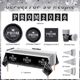 Jectivs prom 2026 7-inch plates, black and silver, for versatile serving options.