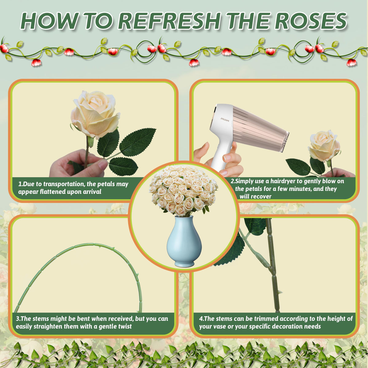 Jefuzh Kissing ball roses for festive decorations.