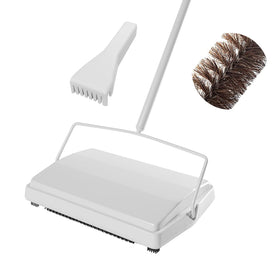 JEHONN carpet sweeper front view demonstrates manual cleaning on floors.