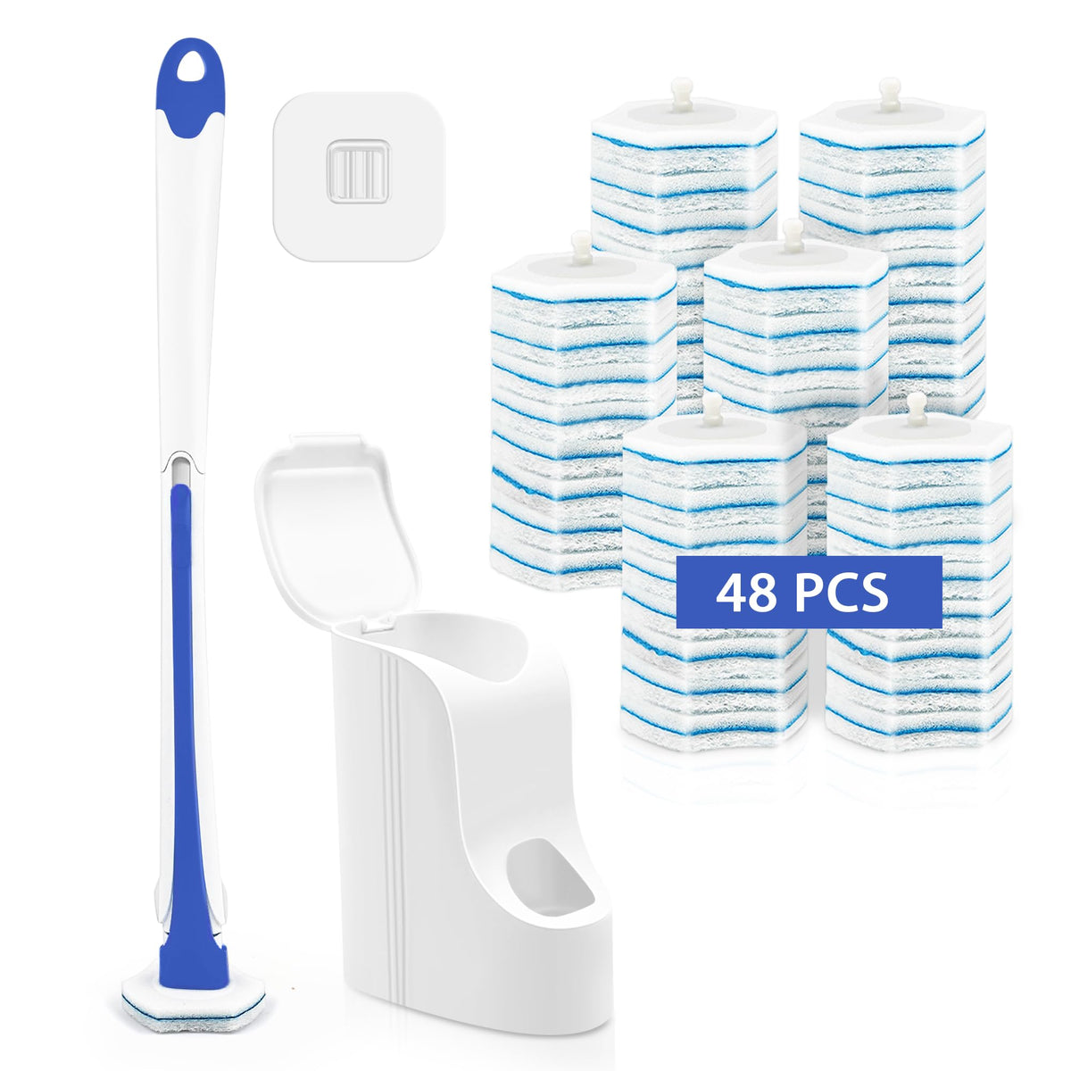JEHONN disposable toilet brush handle in blue for quick, mess-free cleaning