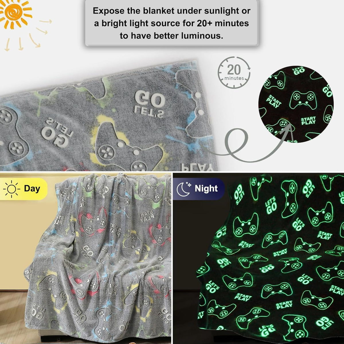 Jekeno glow blanket folded, soft plush texture ideal for cozy evenings