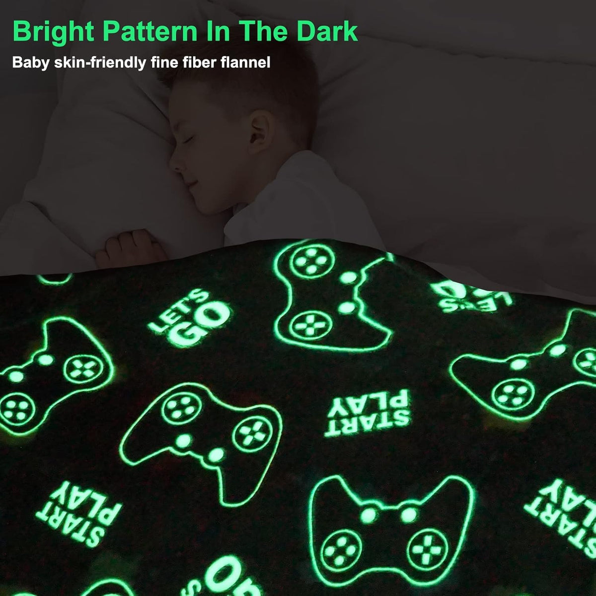 Jekeno Glow in the Dark blanket under bright light reveals stronger glow