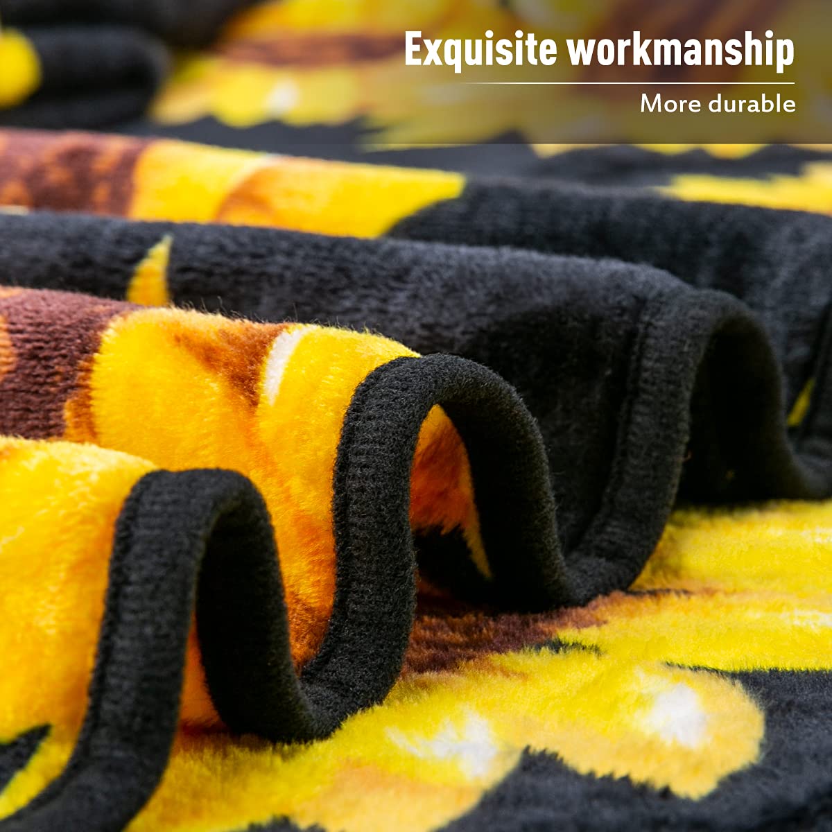 Jekeno sunflower blanket on bed, ideal for relaxing nights