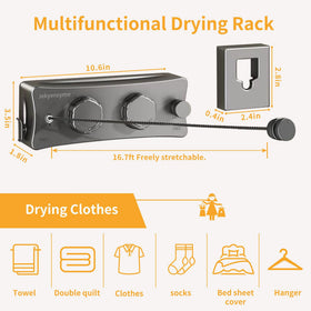 Wall-mounted drying rack by Jekyeroyme with built-in tightener for sag-free operation