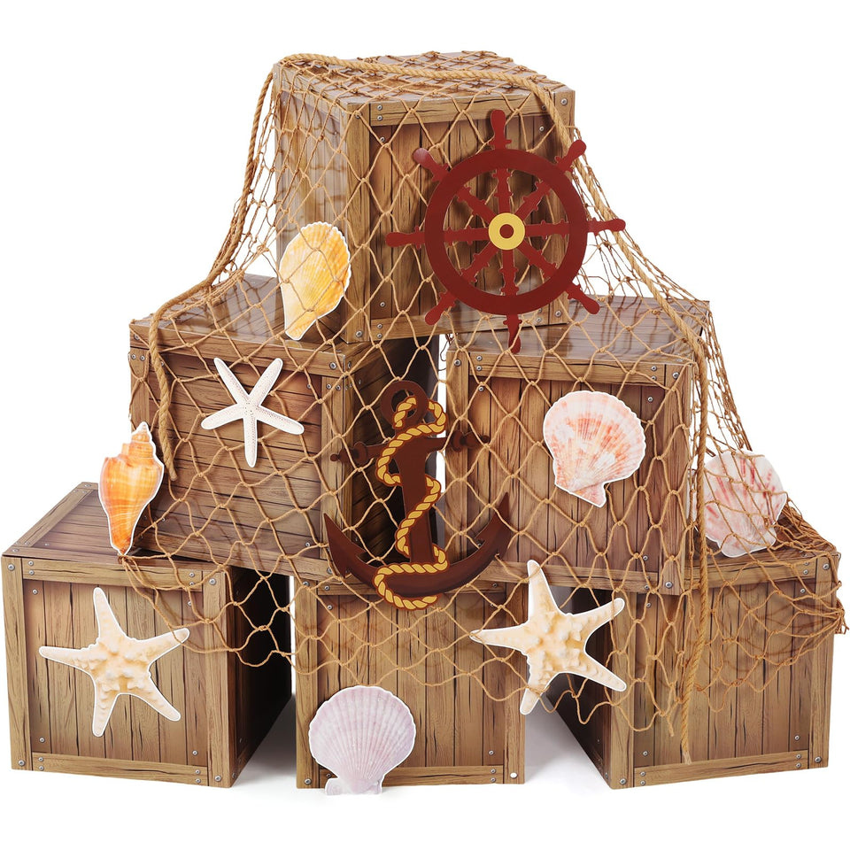 JellyArch pirate decor wooden crates for eye-catching trunk-or-treat setups.
